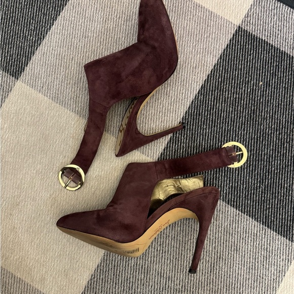 💚 Sam Edelman Burgundy Suede Heels - 8.5 - see flaw price reflects - Picture 10 of 12